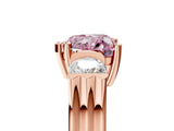 Rose gold Three-Stone Fancy Pink Heart Cut Cut Classic Band Prong Setting Ring_5