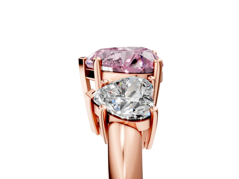 Rose gold Three-Stone Fancy Pink Heart Cut Cut Diamond Engagement Ring with Prong Setting on a White Gold Band_29