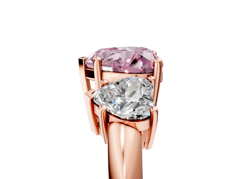 Rose gold Three-Stone Fancy Pink Heart Cut Cut Diamond Engagement Ring with Prong Setting on a White Gold Band_5