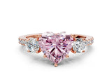 Rose gold Three-Stone Fancy Pink Heart Cut Cut Diamond Pavé Band with Prong Setting_15