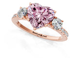 Rose gold Three-Stone Fancy Pink Heart Cut Cut Diamond Pavé Band with Prong Setting_16