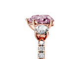 Rose gold Three-Stone Fancy Pink Heart Cut Cut Diamond Pavé Band with Prong Setting_20