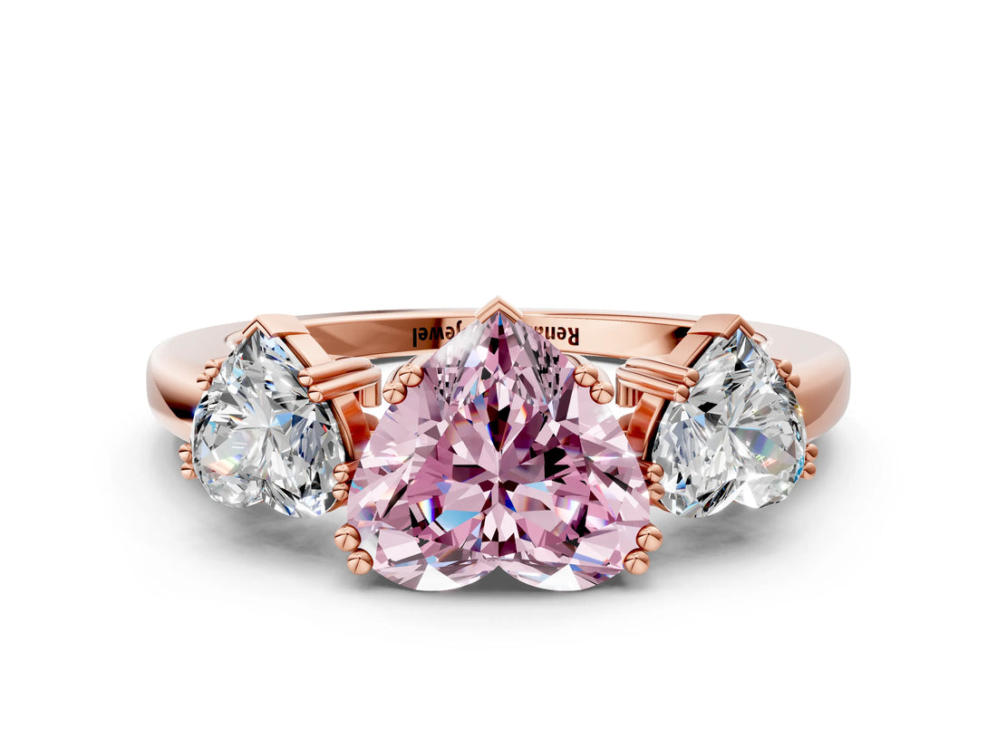 Rose gold Three-Stone Fancy Pink Heart Cut Cut Diamond Ring with Channel Set Band and Four-Prong Setting_24