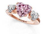 Rose gold Three-Stone Fancy Pink Heart Cut Cut Diamond Ring with Channel Set Band and Four-Prong Setting_25