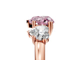 Rose gold Three-Stone Fancy Pink Heart Cut Cut Diamond Ring with Channel Set Band and Four-Prong Setting_29