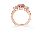 Rose gold Three-Stone Fancy Pink Heart Cut Cut Diamond Ring with Channel Set Band and Four-Prong Setting_3