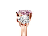 Rose gold Three-Stone Fancy Pink Heart Cut Cut Diamond Ring with Channel Set Band and Four-Prong Setting_5
