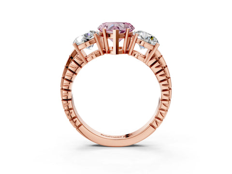 Rose gold Three-Stone Fancy Pink Heart Cut Cut Diamond Ring with Channel-Set Band and Prong Setting_3