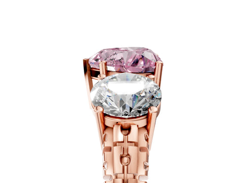 Rose gold Three-Stone Fancy Pink Heart Cut Cut Diamond Ring with Channel-Set Band and Prong Setting_5