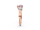Rose gold Three-Stone Fancy Pink Heart Cut Cut Diamond Ring with Prong Setting and Classic Band_2