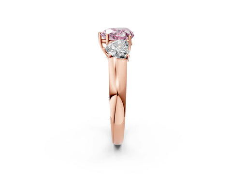 Rose gold Three-Stone Fancy Pink Heart Cut Cut Diamond Ring with Prong Setting and Classic Band_2