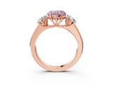 Rose gold Three-Stone Fancy Pink Heart Cut Cut Diamond Ring with Prong Setting and Classic Band_3