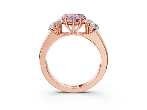 Rose gold Three-Stone Fancy Pink Heart Cut Cut Diamond Ring with Prong Setting and Classic Band_3