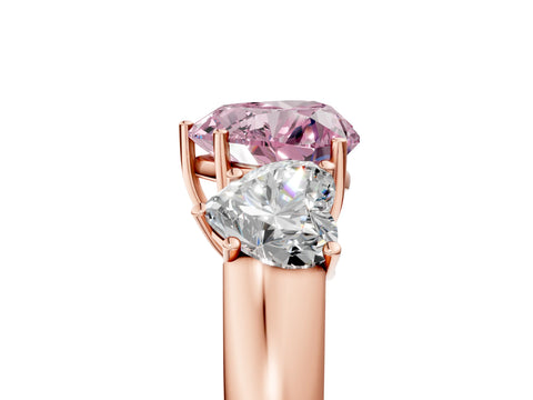 Rose gold Three-Stone Fancy Pink Heart Cut Cut Diamond Ring with Prong Setting and Classic Band_5