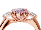 Rose gold Three-Stone Fancy Pink Heart Cut Cut Diamond Ring with Trillion Side Stones and Four-Prong Setting_7