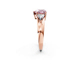 Rose gold Three-Stone Fancy Pink Heart Cut Cut Diamond Ring with Trillion Side Stones on a Split Shank Band_2