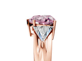 Rose gold Three-Stone Fancy Pink Heart Cut Cut Diamond Ring with Trillion Side Stones on a Split Shank Band_5