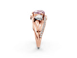 Rose gold Three-Stone Fancy Pink Heart Cut Cut Diamond Split Shank Prong Set Ring_2