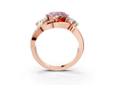 Rose gold Three-Stone Fancy Pink Heart Cut Cut Diamond Split Shank Prong Set Ring_3