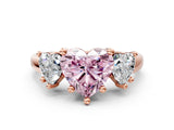 Rose gold Three-Stone Fancy Pink Heart Cut Cut Solitaire Ring with Classic Prong Setting