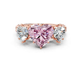 Rose gold Three-Stone Fancy Pink Heart Cut Diamond Braided Band Ring with Four-Prong Setting_40