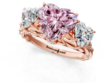 Rose gold Three-Stone Fancy Pink Heart Cut Diamond Braided Band Ring with Four-Prong Setting_41