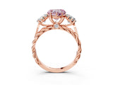 Rose gold Three-Stone Fancy Pink Heart Cut Diamond Braided Band Ring with Four-Prong Setting_43