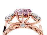 Rose gold Three-Stone Fancy Pink Heart Cut Diamond Braided Band Ring with Four-Prong Setting_44