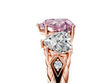 Rose gold Three-Stone Fancy Pink Heart Cut Diamond Braided Band Ring with Four-Prong Setting_45