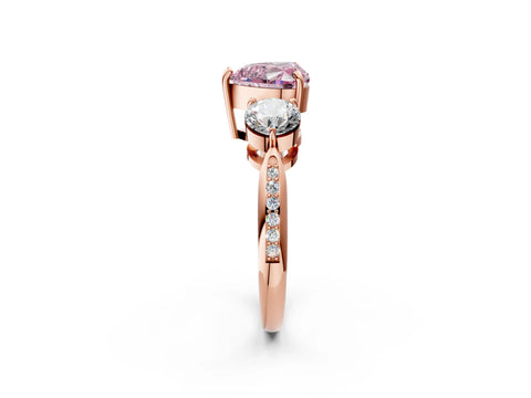 Rose gold Three-Stone Fancy Pink Heart Cut Diamond Channel Set Engagement Ring with Prong Setting_14