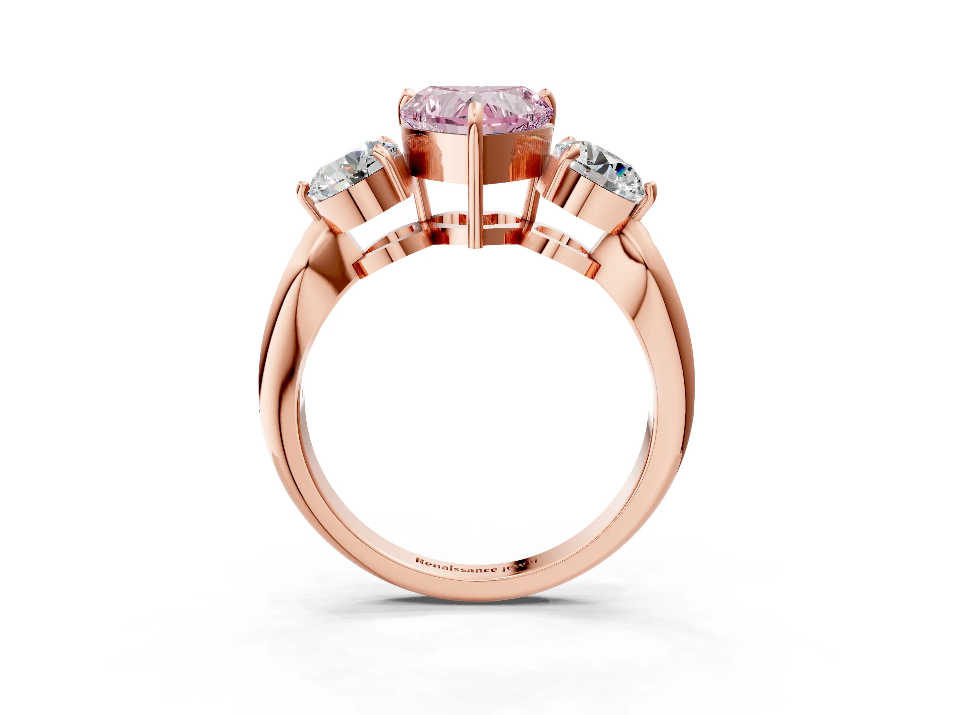 Rose gold Three-Stone Fancy Pink Heart Cut Diamond Channel Set Engagement Ring with Prong Setting_15