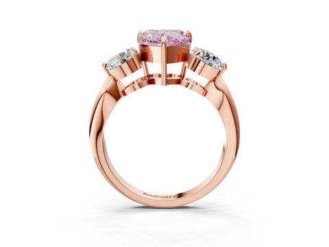 Rose gold Three-Stone Fancy Pink Heart Cut Diamond Channel Set Engagement Ring with Prong Setting_15