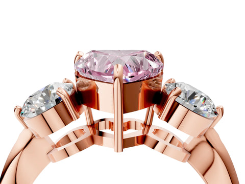 Rose gold Three-Stone Fancy Pink Heart Cut Diamond Channel Set Engagement Ring with Prong Setting_16