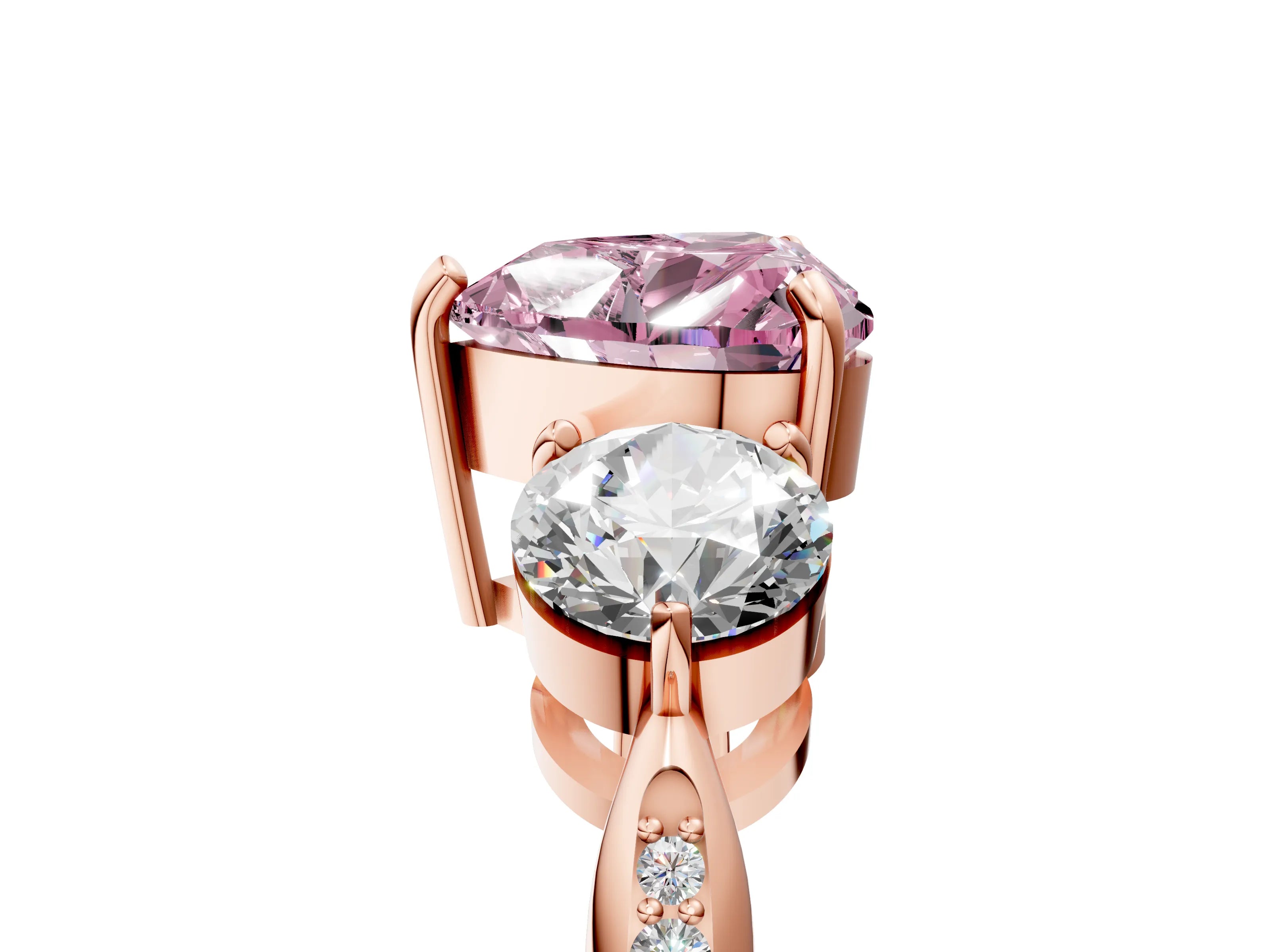 Rose gold Three-Stone Fancy Pink Heart Cut Diamond Channel Set Engagement Ring with Prong Setting_17