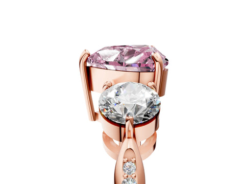 Rose gold Three-Stone Fancy Pink Heart Cut Diamond Channel Set Engagement Ring with Prong Setting_17