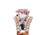 Rose gold Three-Stone Fancy Pink Heart Cut Diamond Engagement Ring with Pave Band and Prong Setting_5