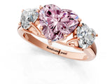Rose gold Three-Stone Fancy Pink Heart Cut Diamond Engagement Ring with Prong Setting_4