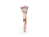 Rose gold Three-Stone Fancy Pink Heart Cut Diamond Engagement Ring with Prong Setting_5