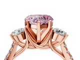 Rose gold Three-Stone Fancy Pink Heart  Cut Diamond Pavé Band with Four-Prong Setting_32