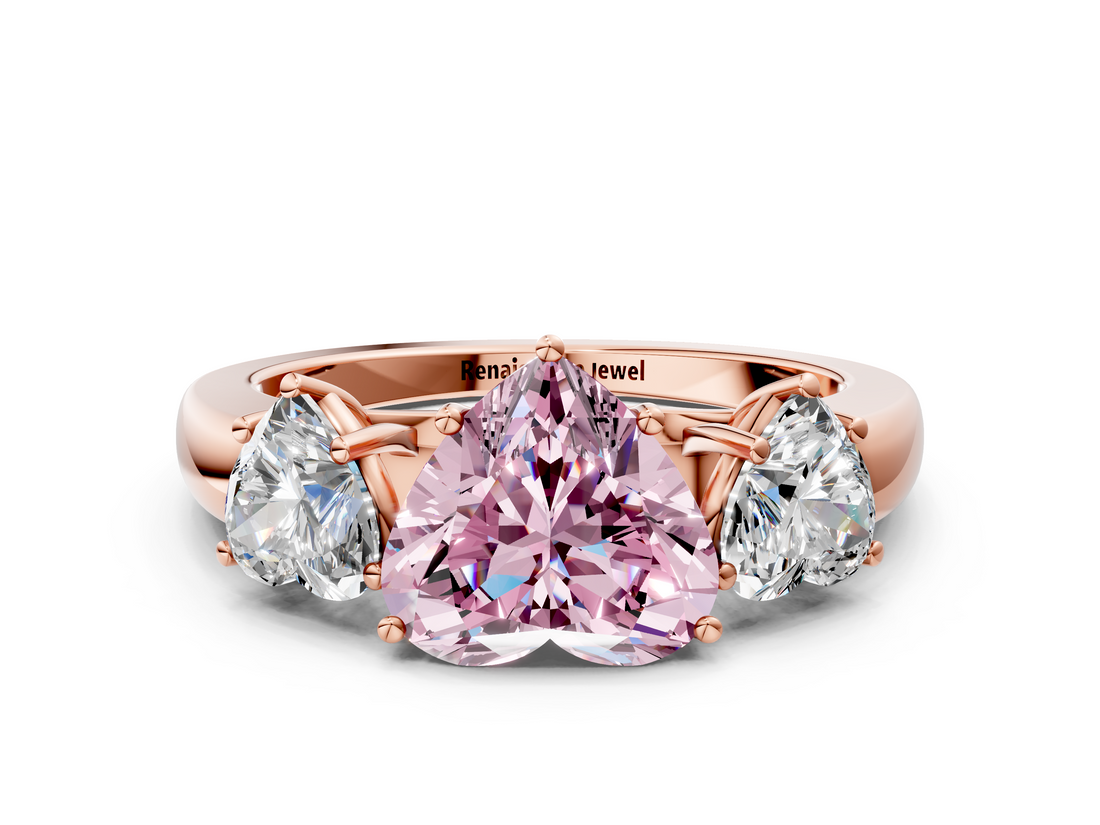 Rose gold Three-Stone Fancy Pink Heart  Cut Diamond Ring with Channel-Set Band and Four-Prong Setting_60