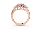 Rose gold Three-Stone Fancy Pink Heart  Cut Diamond Ring with Channel-Set Band and Four-Prong Setting_63
