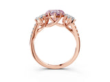 Rose gold Three-Stone Fancy Pink Heart Cut Diamond Ring with Pavé Band and Prong Setting_113
