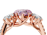 Rose gold Three-Stone Fancy Pink Heart Cut Diamond Ring with Pavé Band and Prong Setting_114