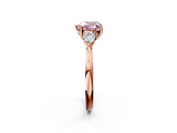 Rose gold Three-Stone Fancy Pink Heart  Cut Diamond Ring with Pear Side Stones in Four-Prong Setting_104