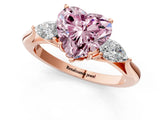 Rose gold Three-Stone Fancy Pink Heart Cut Diamond Ring with Pear  Side Stones in Four-Prong Setting_37