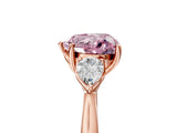 Rose gold Three-Stone Fancy Pink Heart Cut Diamond Ring with Pear  Side Stones in Four-Prong Setting_41