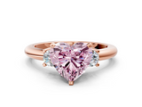 Rose gold Three-Stone Fancy Pink Heart  Cut Diamond Solitaire with Prong Setting and Classic Band_30