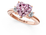 Rose gold Three-Stone Fancy Pink Heart  Cut Diamond Solitaire with Prong Setting and Classic Band_31
