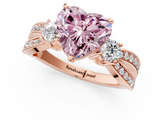 Rose gold Three-Stone Fancy Pink Heart  Cut Diamond Twist Band with Prong Setting_55
