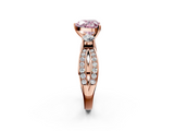 Rose gold Three-Stone Fancy Pink Heart  Cut Diamond Twist Band with Prong Setting_56